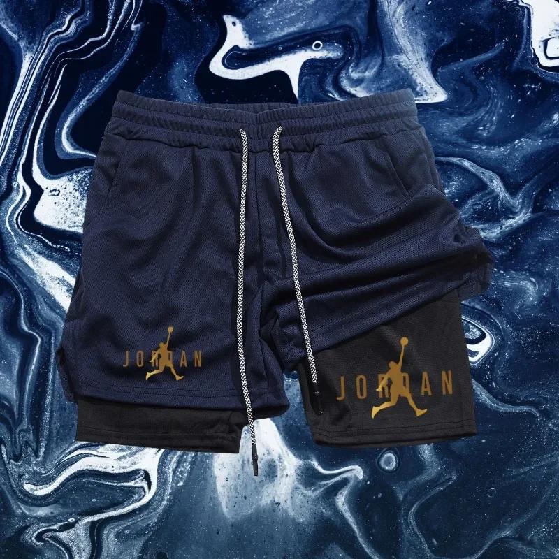 Short de sport pour hommes, vêtements de sport de saison, short moulant double couche 2 en 1, short 