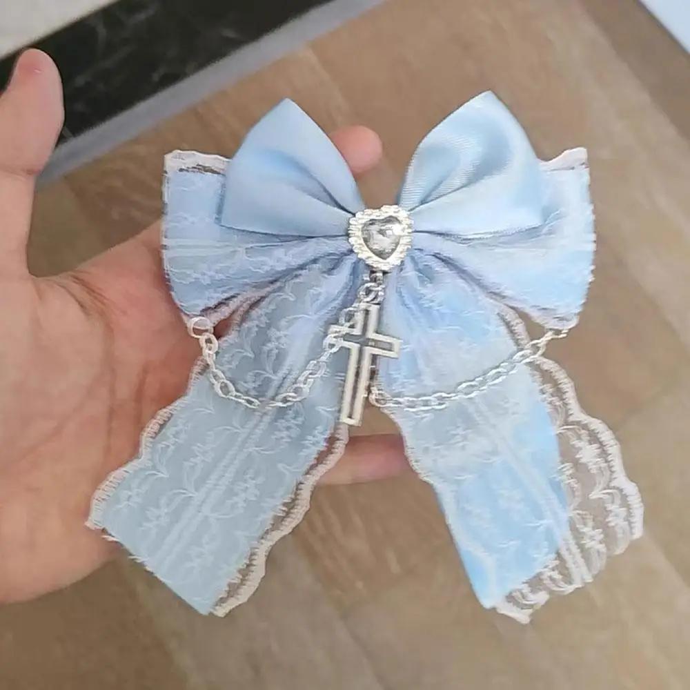 Accessoires pour cheveux gothiques pour filles, pince à cheveux queue de cheval en dentelle japonais