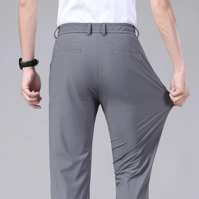 Pantalon décontracté pour hommes, mince, taille élastique, classique, noir, gris, printemps, été