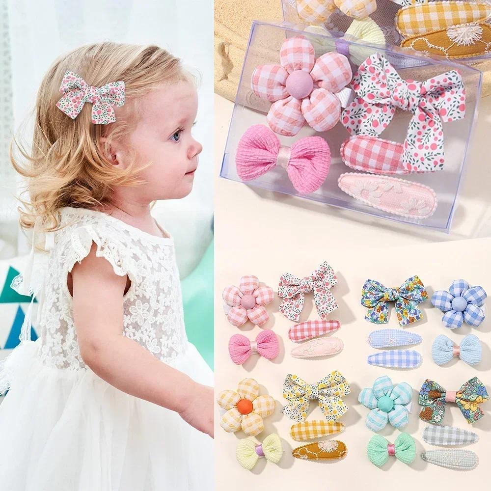 5 pièces/ensemble Mini bébé fille pince à cheveux mignon nœud Floral lapin princesse épingle à cheve