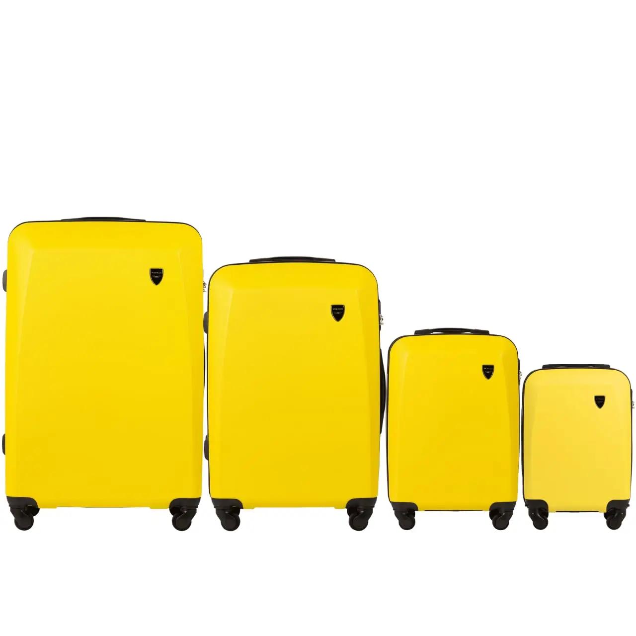 Lot de 4 roulettes WINGS PLOVER jaunes en ABS + (L/M/S/XS) rigides à 4 roues 360° °   Serrure à comb