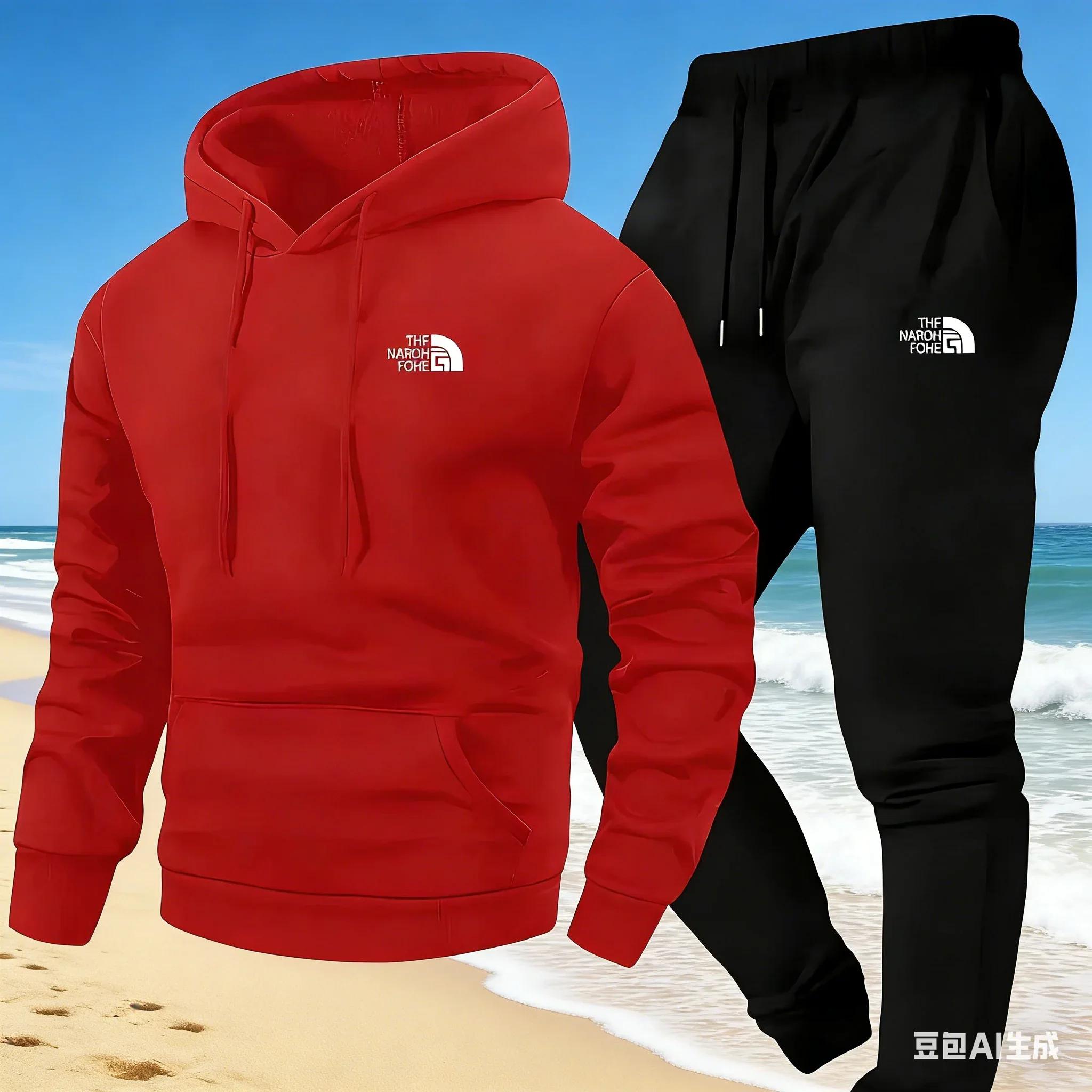 Ensemble deux pièces décontracté pour hommes, sweat-shirt à capuche et pantalon avec poche kangourou
