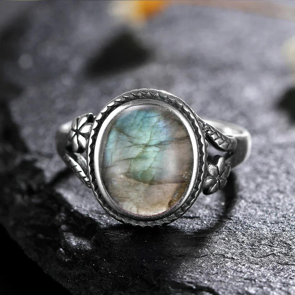 Vinatge bague en argent Bijoux féminins pierre de lune naturelle oeil de tigre anneaux personnalisés