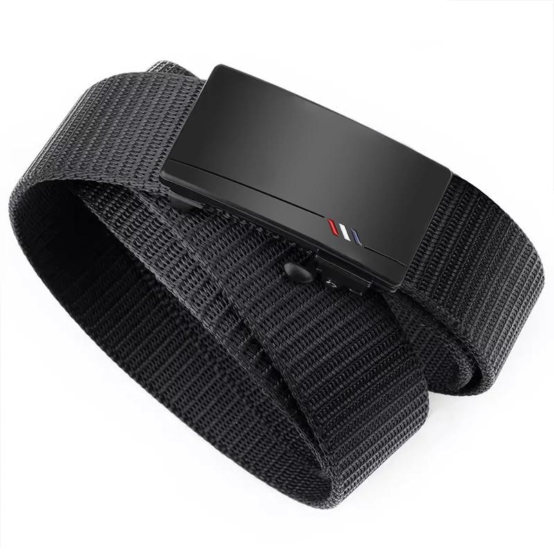 Ceinture en Nylon pour hommes, décontractée, toile tissée, respirante, boucle automatique, sangle de