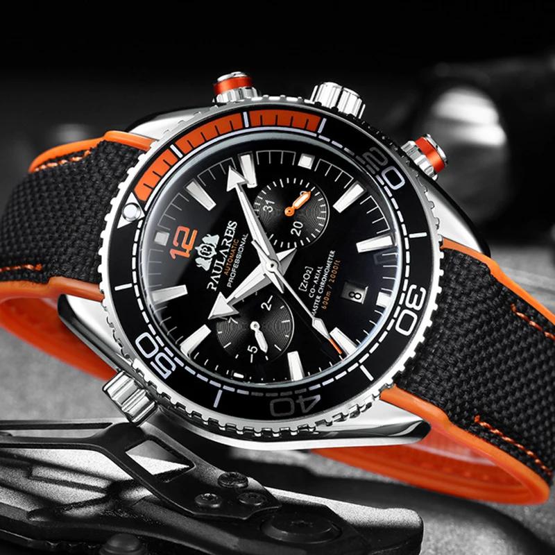 PAULAREIS P luxe hommes automatique auto vent montre mécanique pour hommes bracelet en caoutchouc ét