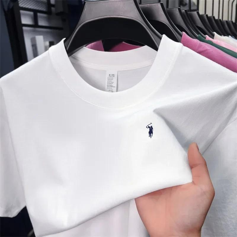T-shirt homme 100% coton à col rond et manches courtes, très populaire, marque de luxe, article d'ét