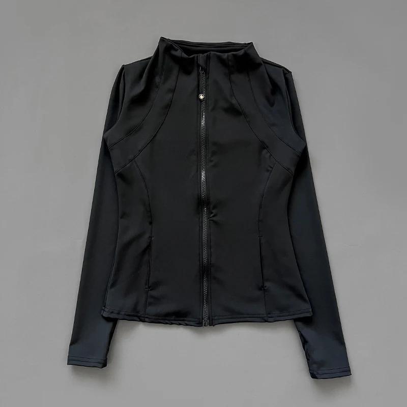 Veste de Fitness à col montant pour femmes, séchage rapide, coupe ajustée, fermeture éclair, vêtemen