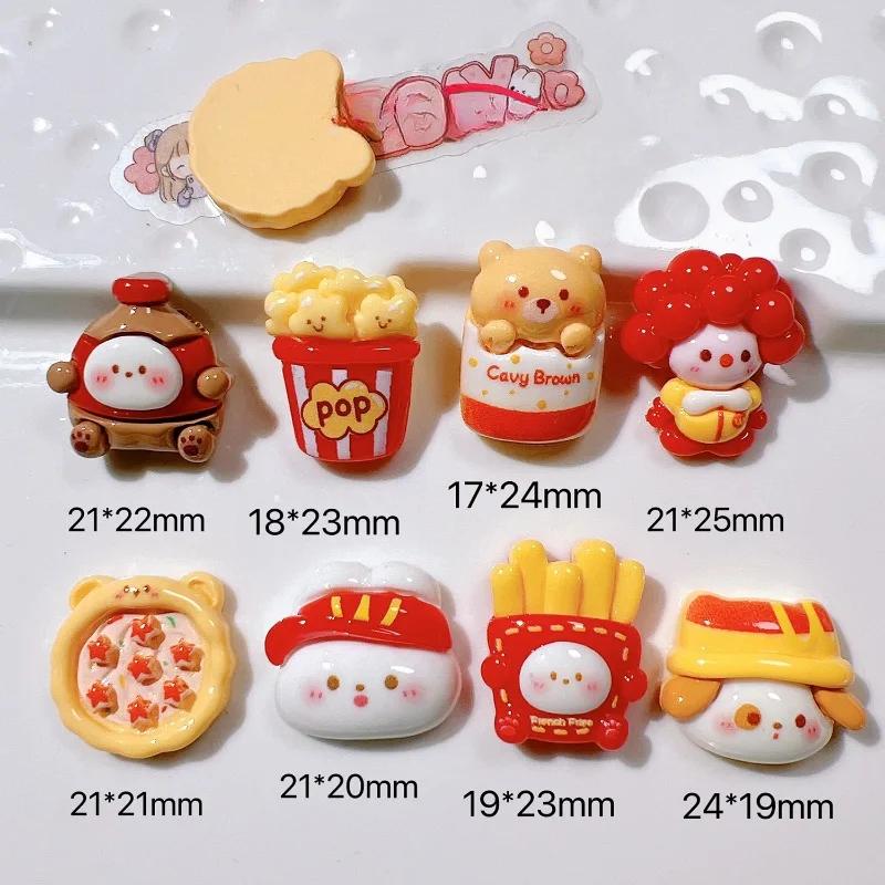 10 pièces dessin animé Pizza lapin frites Flatback résine Cabochon Scrapbooking téléphone accessoire