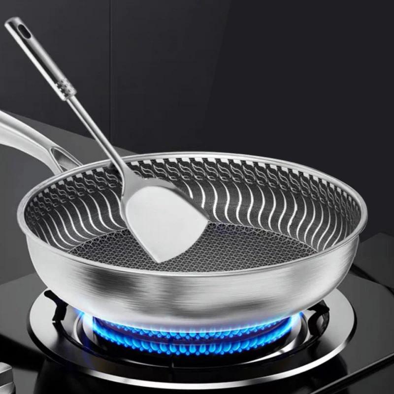 Poêle à frire en acier inoxydable 316l, poêle domestique à fond plat, poêle à Steak et à œufs, cuisi