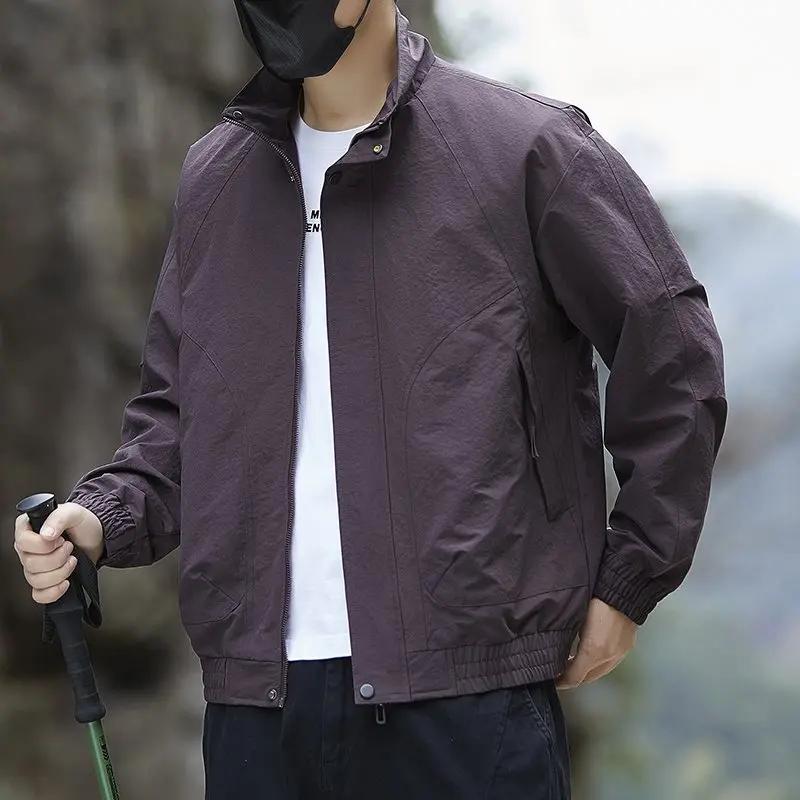 Veste de travail printemps 2026 pour homme, col montant, manteau d'extérieur, veste cargo haut de ga