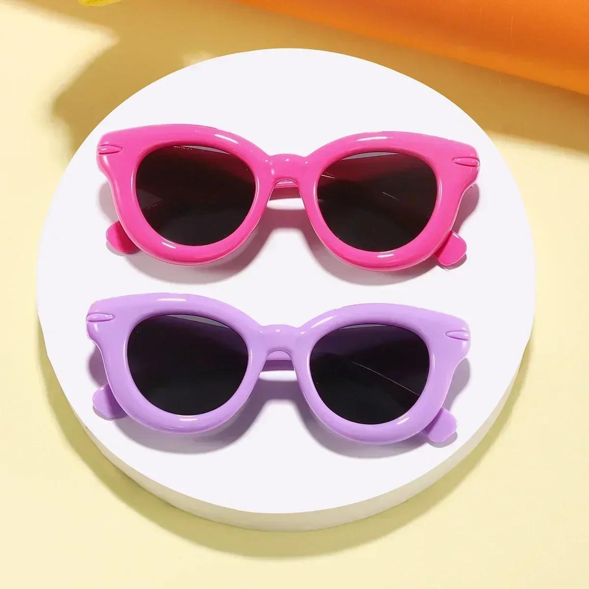AdTosSweet-Lunettes de soleil de dessin animé pour garçons et filles, accessoires photo, mode, sport