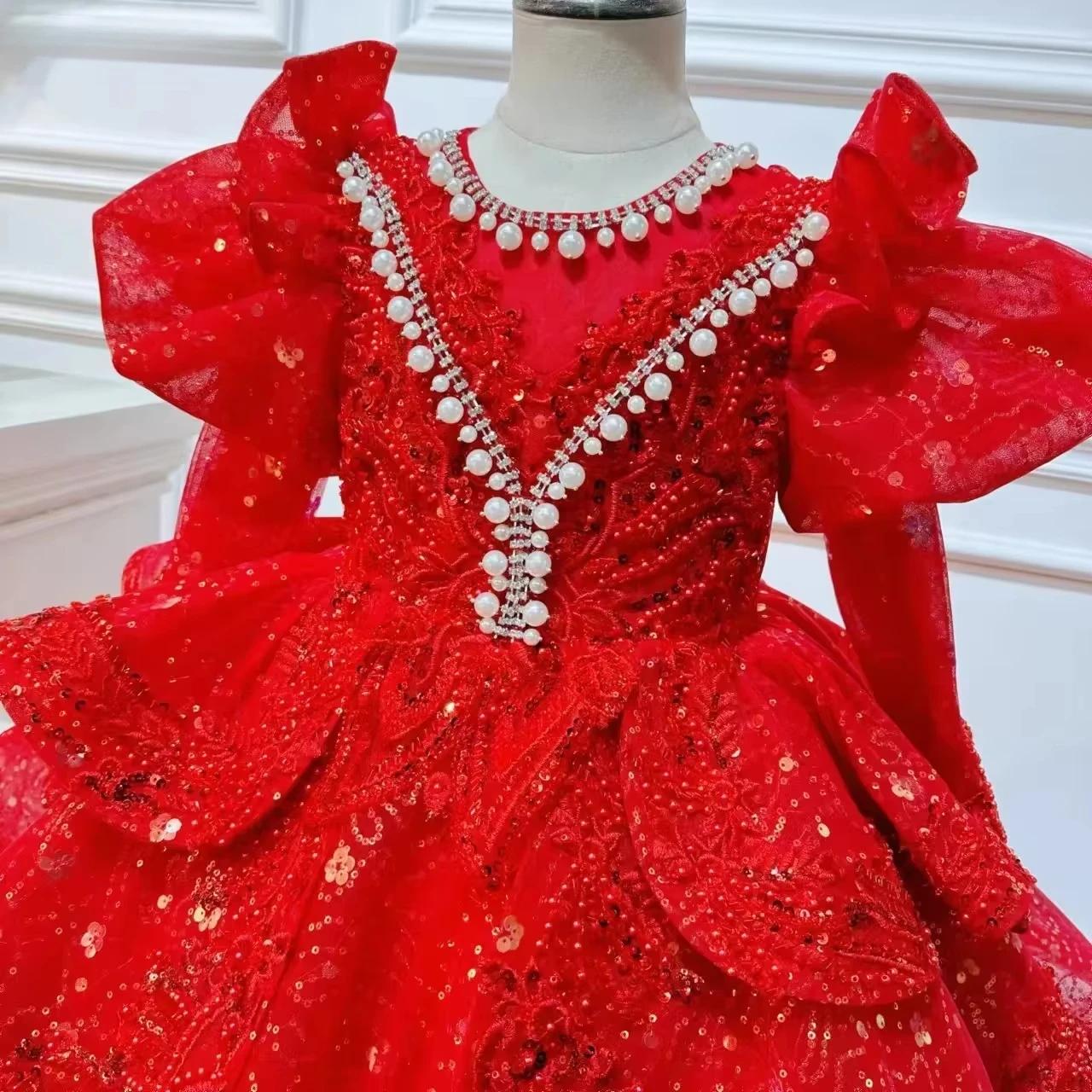 Robe de spectacle pour enfants, tenue de princesse à fleurs pour filles, vêtements de fête scintilla