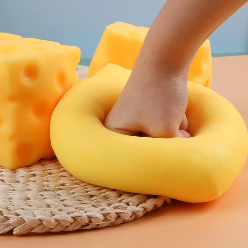 Jouet anti-stress géant en forme de cube de fromage, simulation de fromage extra-large, jouet sensor