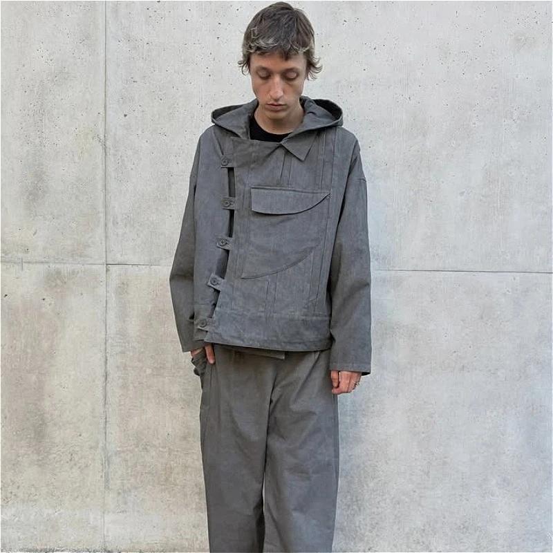 Veste à capuche Y2K Harajuku tendance, déstructurée, asymétrique, boutonnée, style suédois, gothique