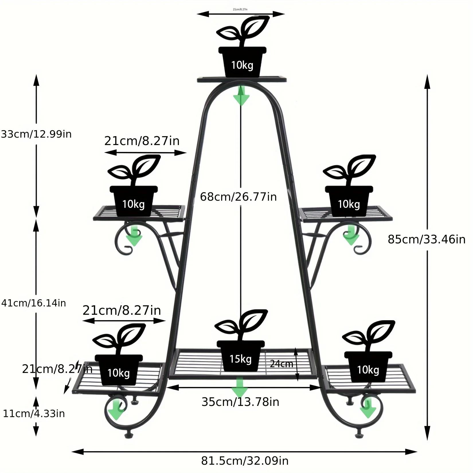 Support pour plantes en métal à 6 niveaux, support pour pots de fleurs, support pour pots de fleurs 