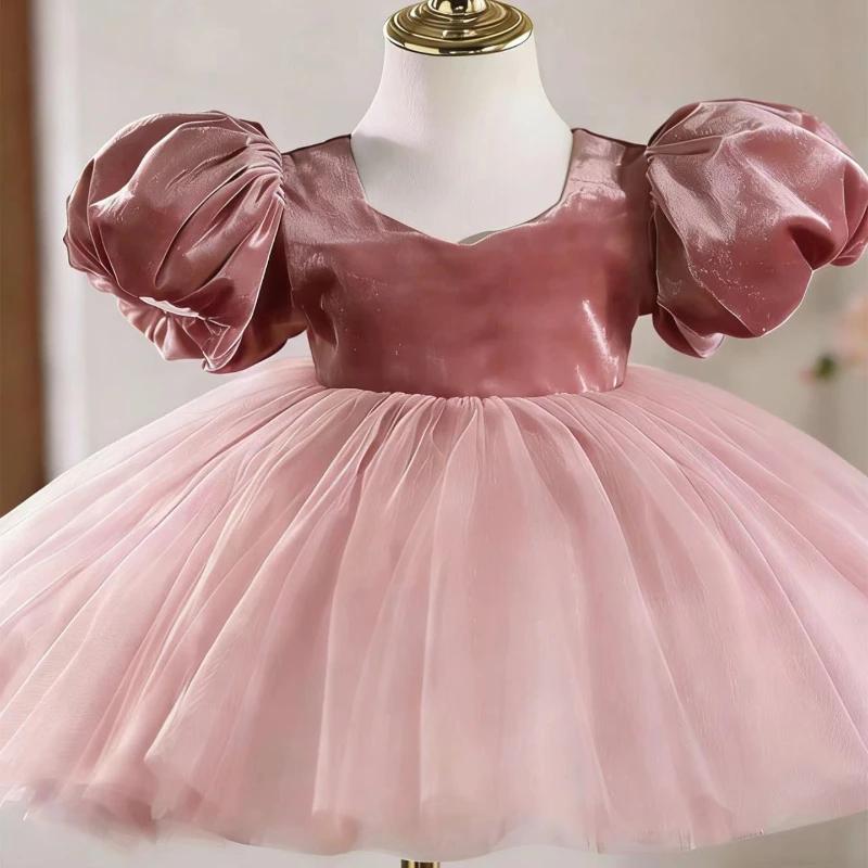 Robe de princesse pour enfants, manches bouffantes, nouveau costume de soirée élégant pour enfants, 