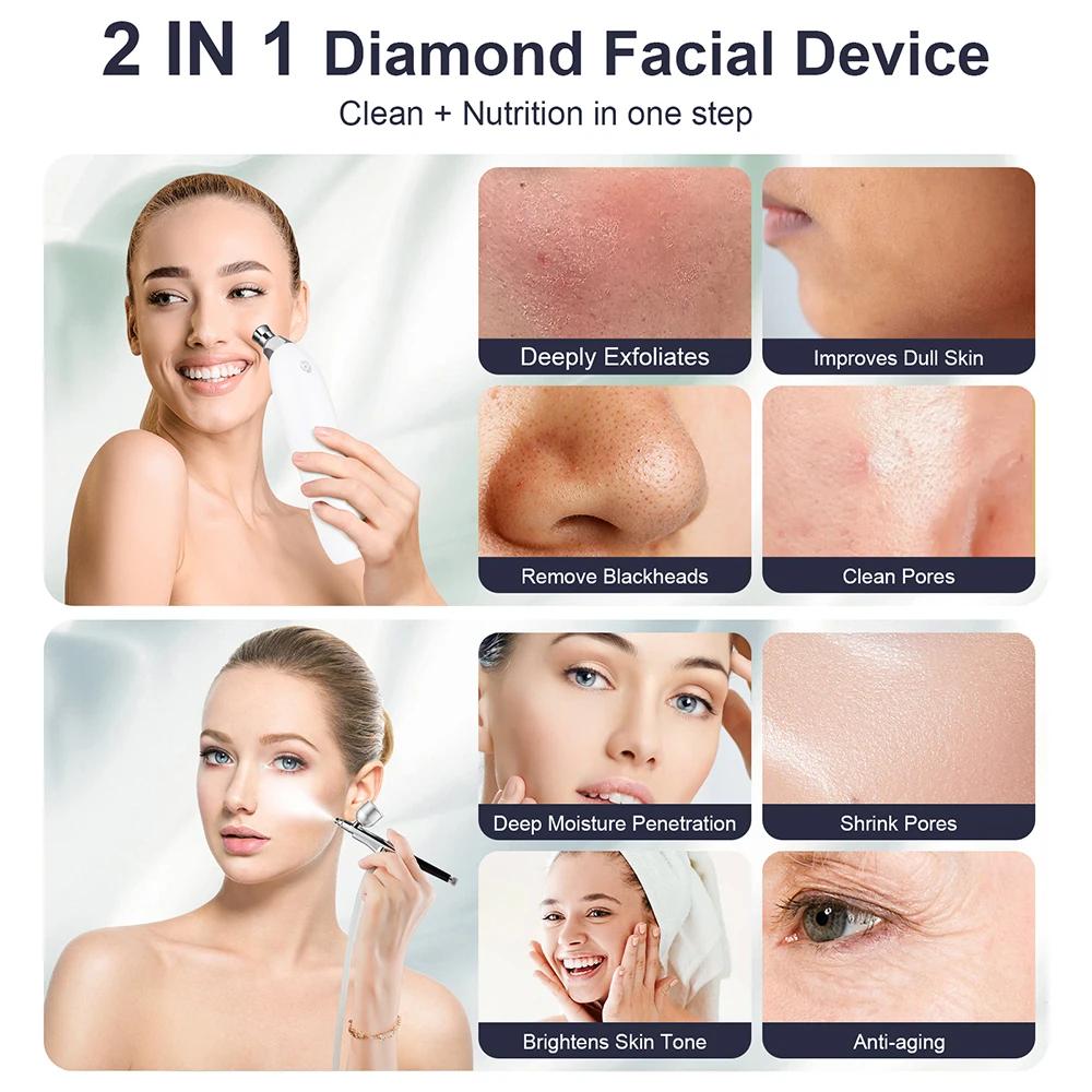 Machine portative d'épluchage du visage de Microdermabrasion de diamant hydratant aérographe Exfolia