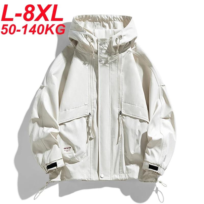 Surdimensionné hommes veste manteaux coupe-vent Trench 6XL 7XL 8XL grande taille à capuche imperméab