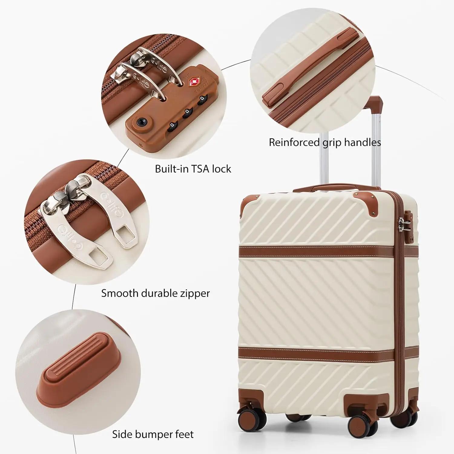 Valise rigide Coolife TSA serrure spinner roues télescopique - Bagage à main PC voyage