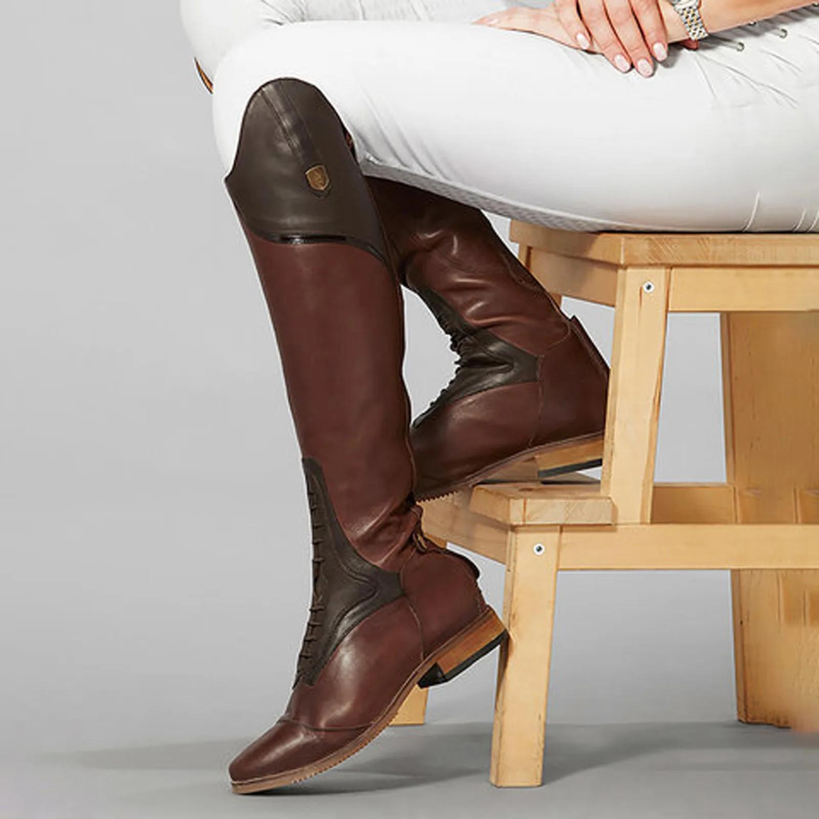 Bottes équestres en cuir véritable pour entraînement sportif professionnel, bottes de chevalier mont