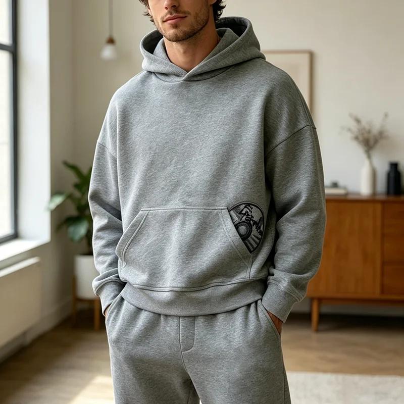 Ensemble sweat à capuche et pantalon tendance printemps, motif brodé 3D, couleur unie Y2K, ensemble 