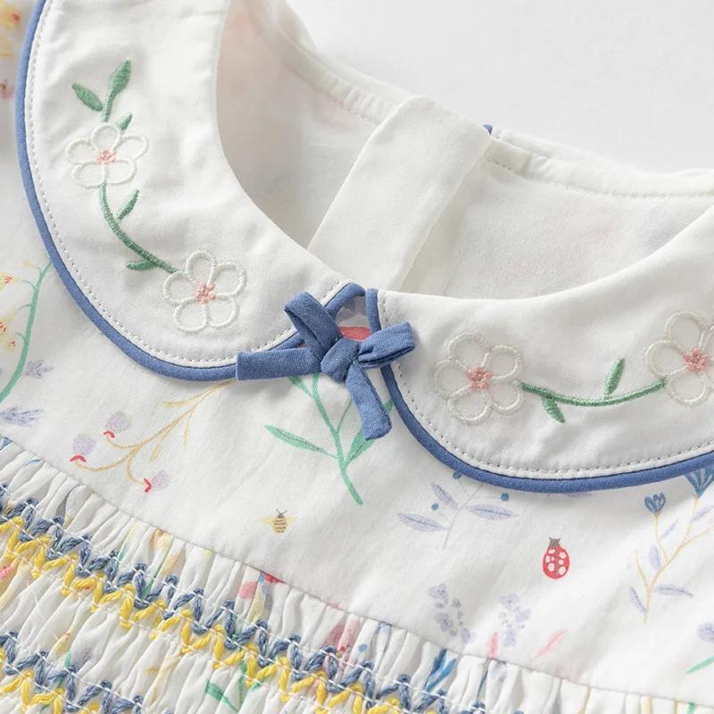 Dave Bella été filles bébé princesse robe charme élégant mignon imprimé fleuri enfants coton robe fê