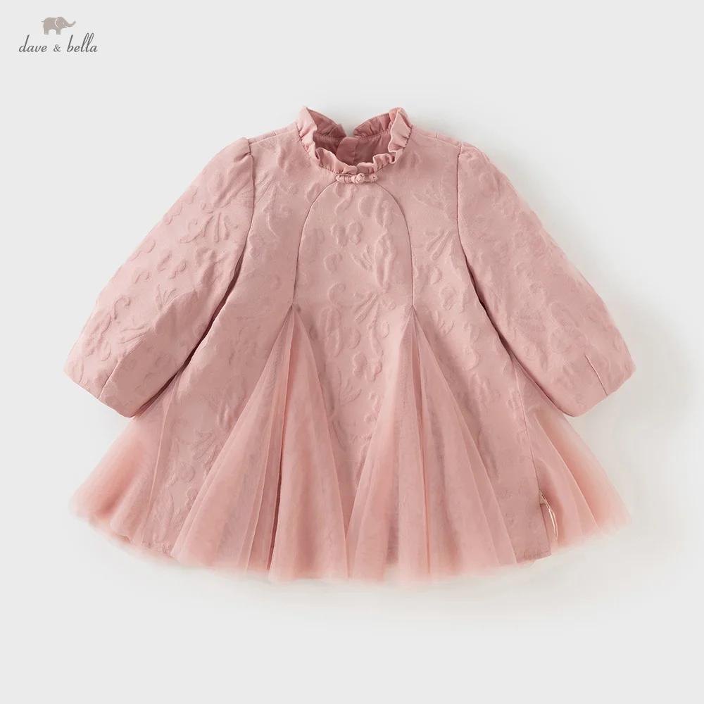 Dave Bella automne fille robe élégante charme doux mignon enfants princesse maille robe mode fête en