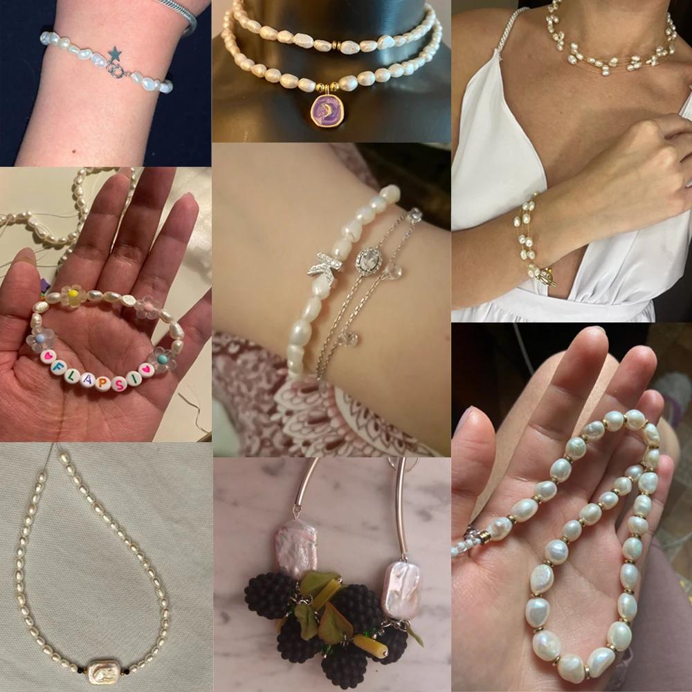 Perles d'eau douce 100% naturelles, vente en gros, A/AA/AAA, perles en forme de riz de haute qualité