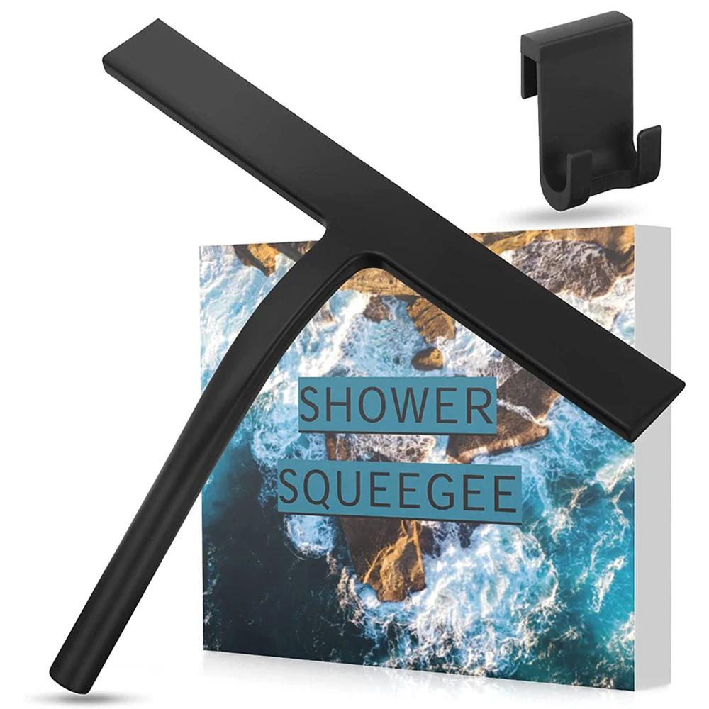 Nouveau Raclette de douche essuie-glace en verre, grattoir de douche, nettoyeur avec support en Sili