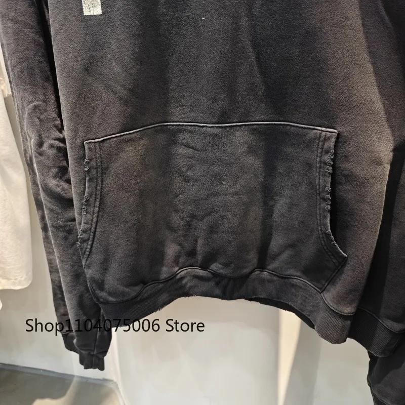 Sweat-shirt à capuche en détresse pour hommes, ample, décontracté, vêtements de sport, pull, Streetw
