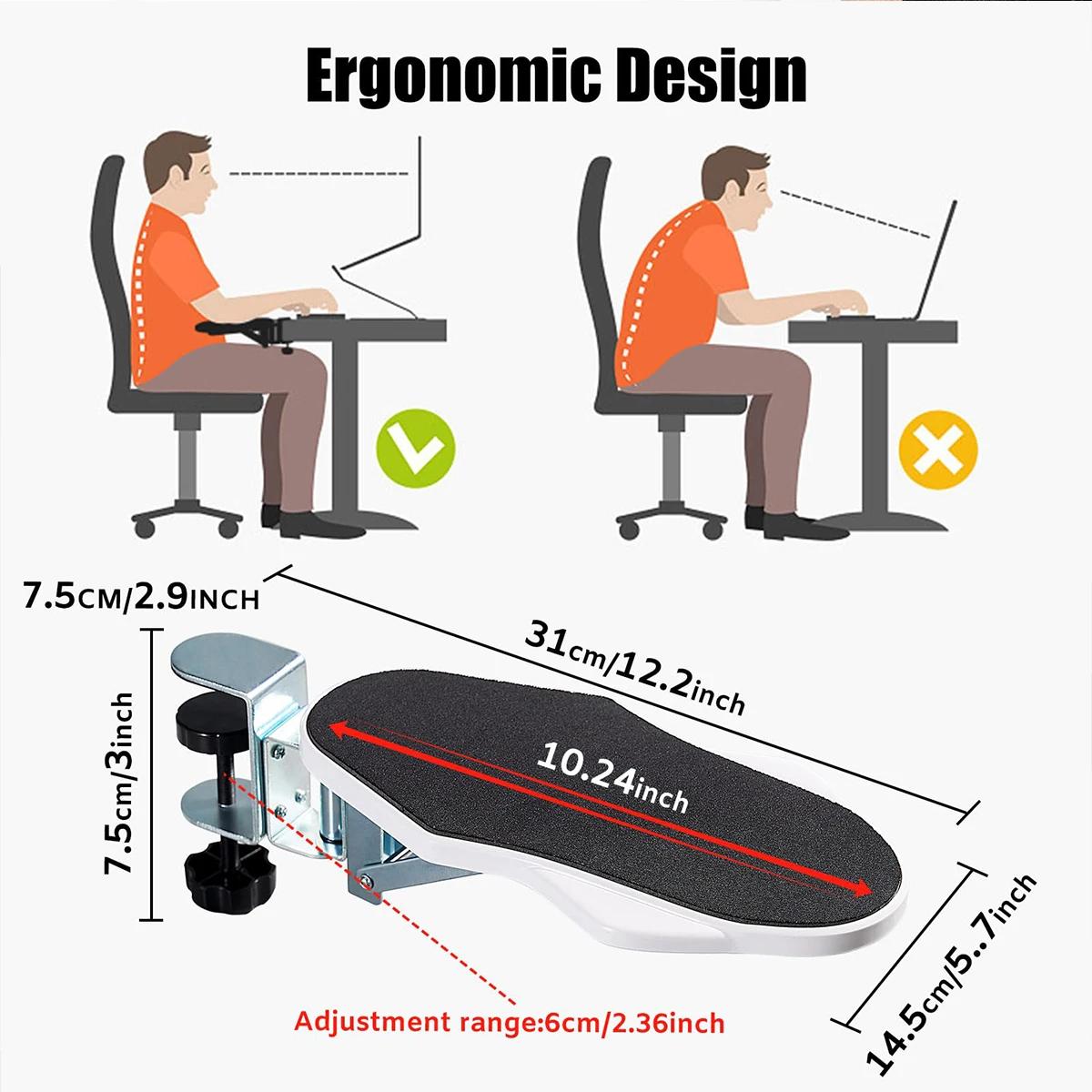 Support de bras d'ordinateur adapté au bureau, 1 pièce, ajusté pour rotation du poignet, plateau d'e
