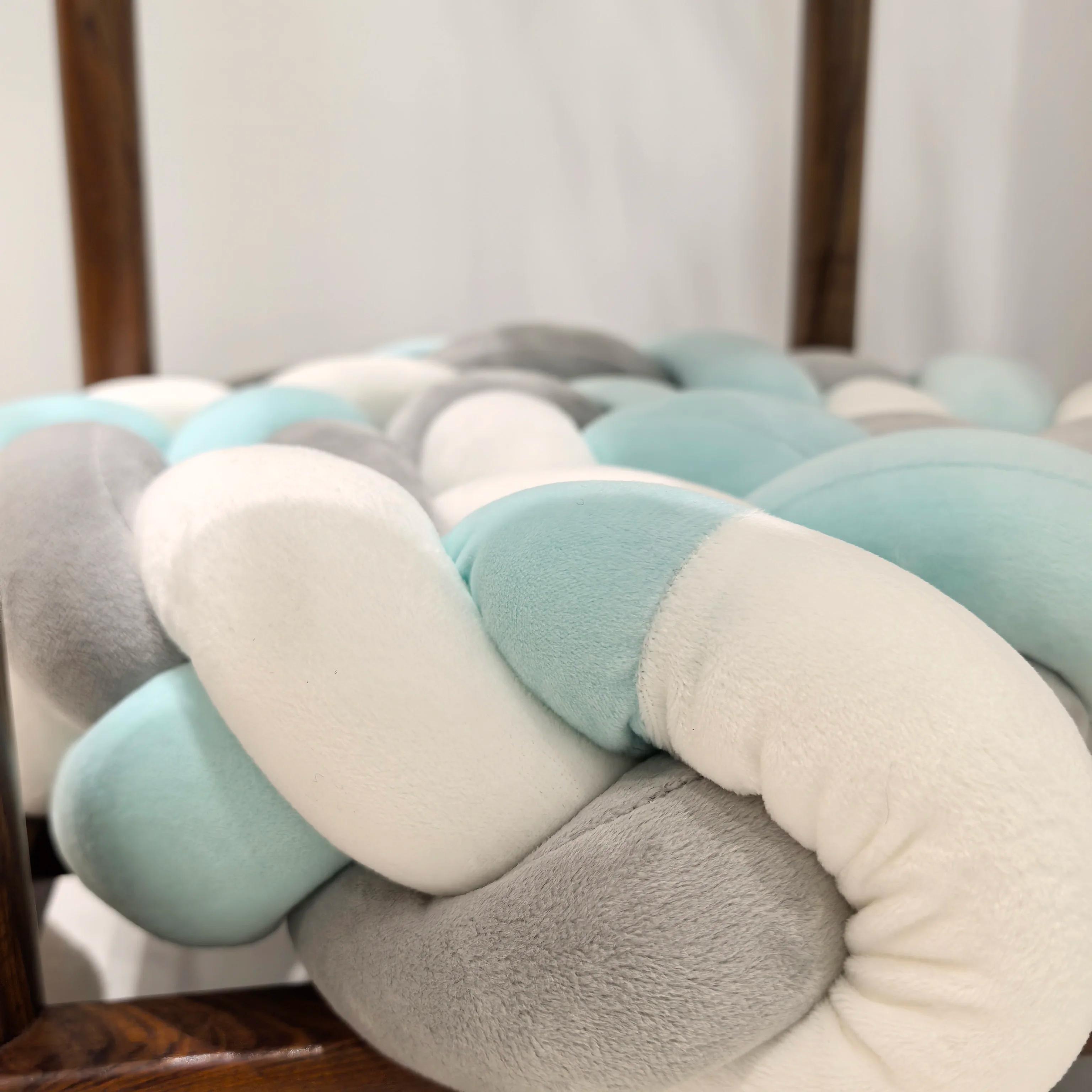 Pare-chocs lit bébé 1M à 4M avec tresse noeud - Ensemble literie décoratif pour berceau infantile