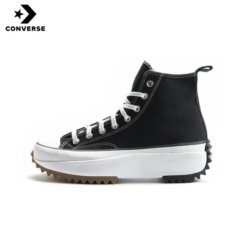 Nouvelles baskets Converse Run Star Hike en toile noire et blanche pour femmes, plateforme, 2026