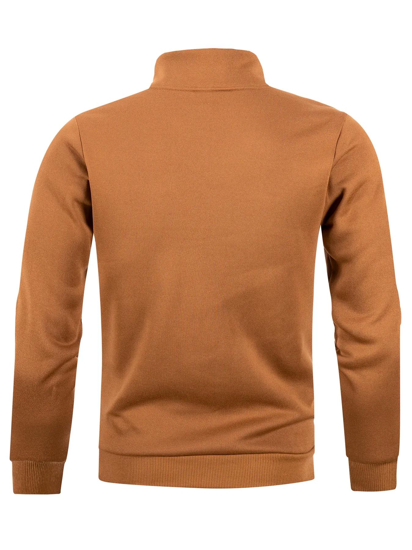 Automne hommes pull à fermeture éclair col roulé chandails chauds couleur unie à manches longues mod