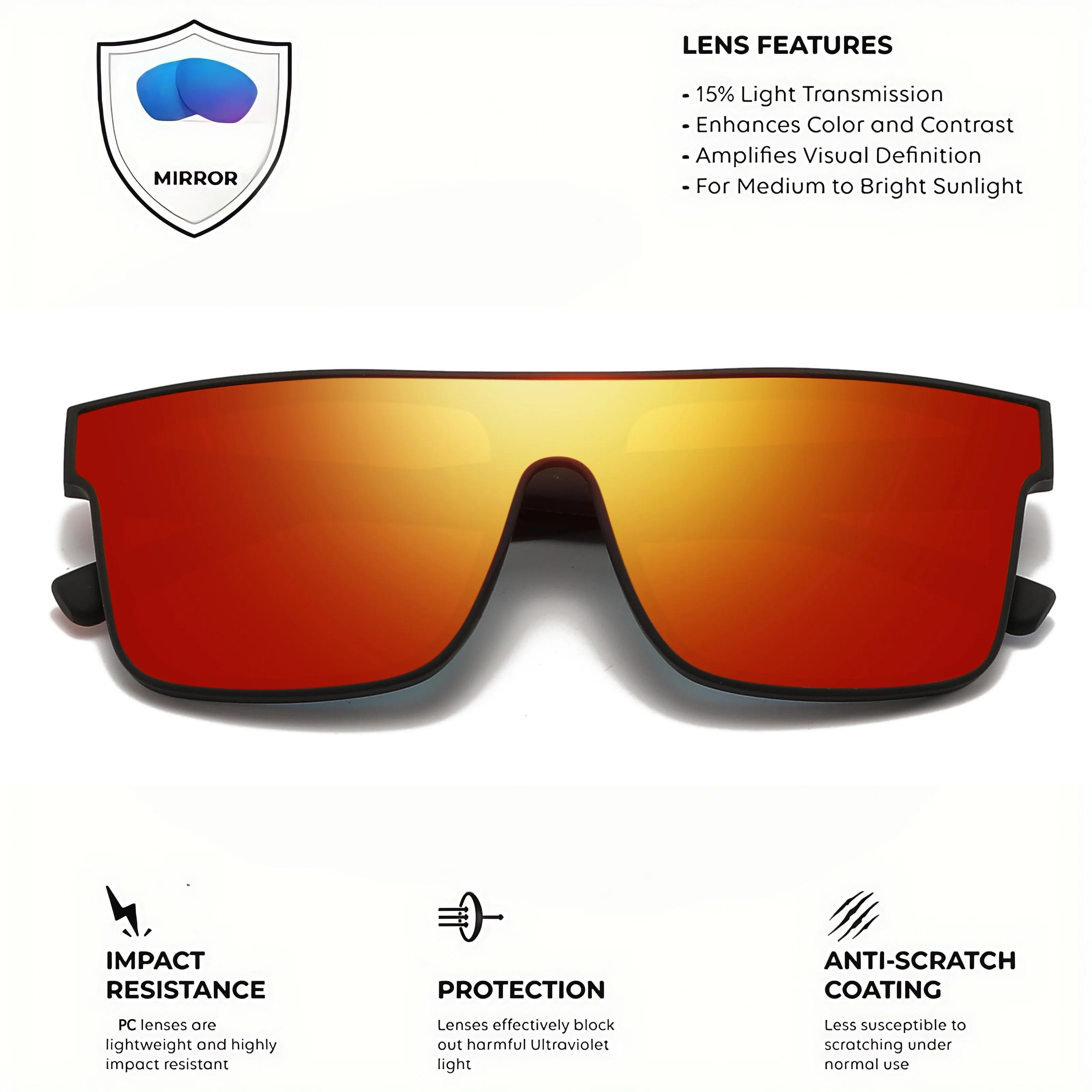 Lunettes de soleil de sport carrées classiques à la mode – Temples à motifs, unisexe pour le cyclism