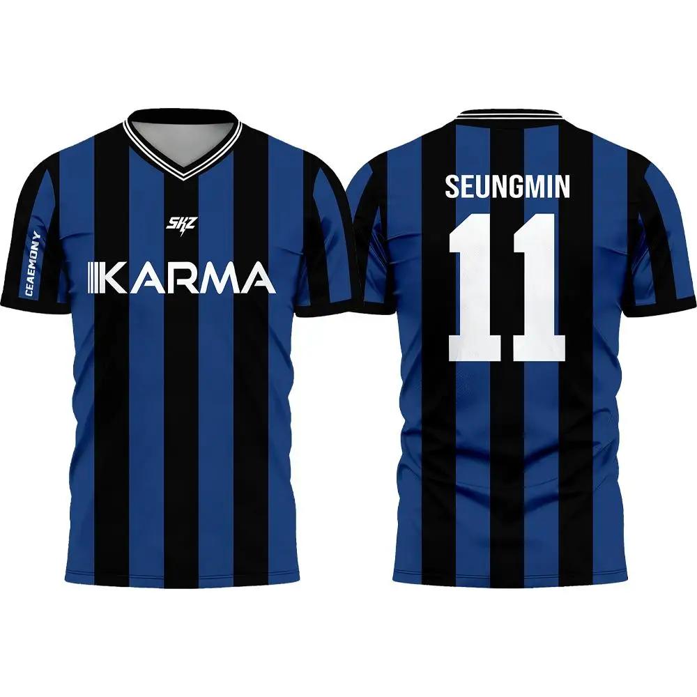 Karma SKZ Hyunjin 04 Maillot de football 3D à séchage rapide pour hommes et femmes, t-shirt pour fan