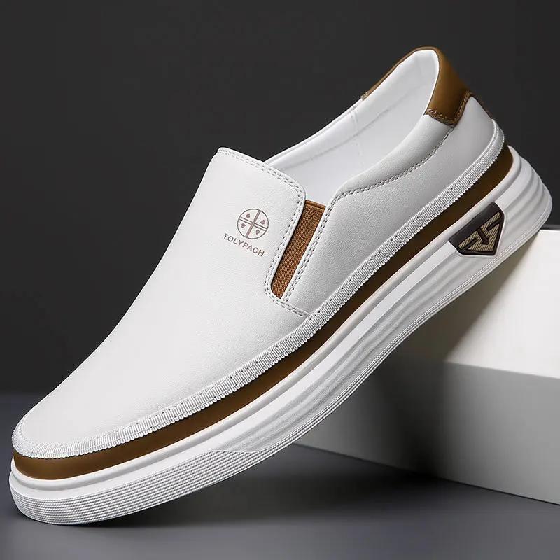 Nouvelles baskets décontractées en cuir véritable pour hommes 2025, mode printemps-été, chaussures b