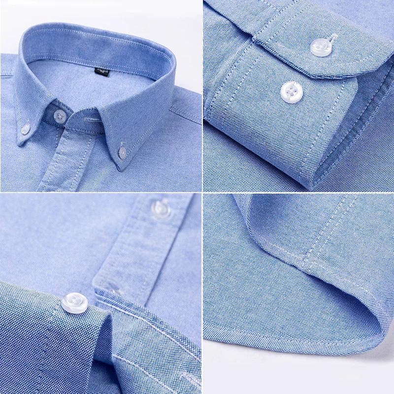 Chemise Oxford en pur coton à manches longues pour hommes, tenue d'affaires décontractée, coupe régu