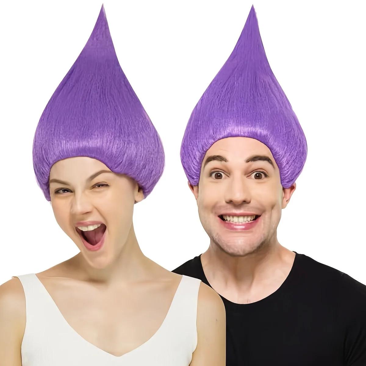 Perruque synthétique violette anti-déformation et pointue |   Perruque de divertissement drôle drôle