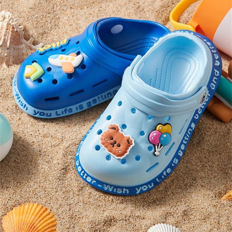 Sandales d'été pour filles, bébés garçons et filles, sandales de dessin animé à talons plats, pantou