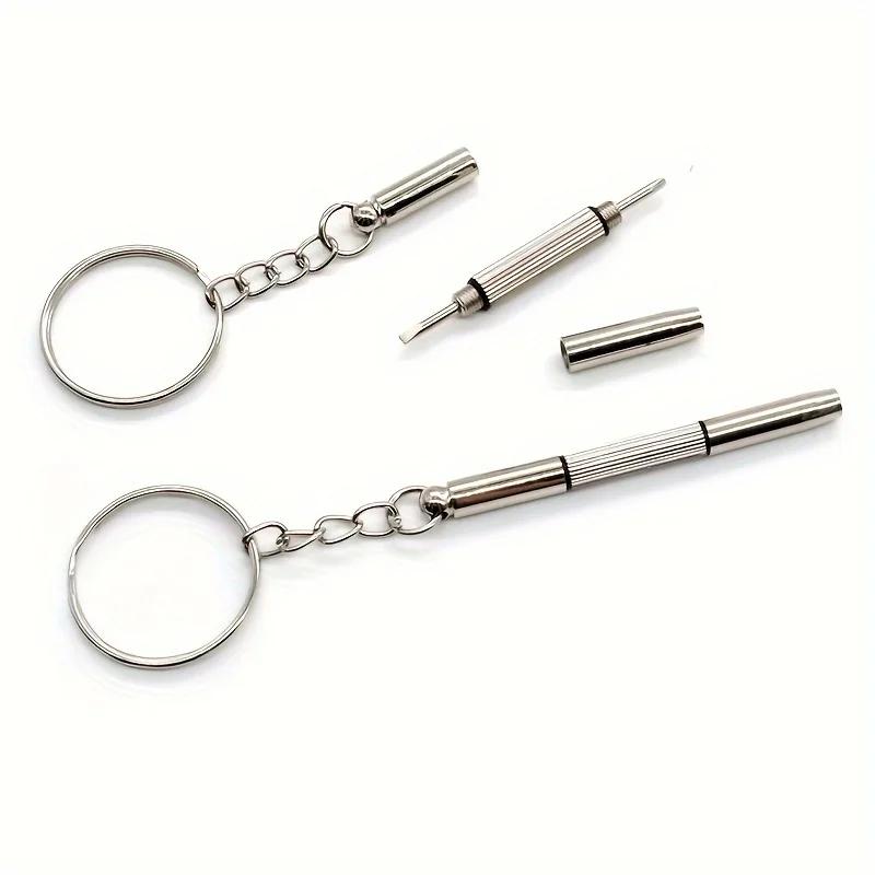 Tournevis à lunettes en acier, Kit de réparation de montre avec porte-clés, outils manuels portables