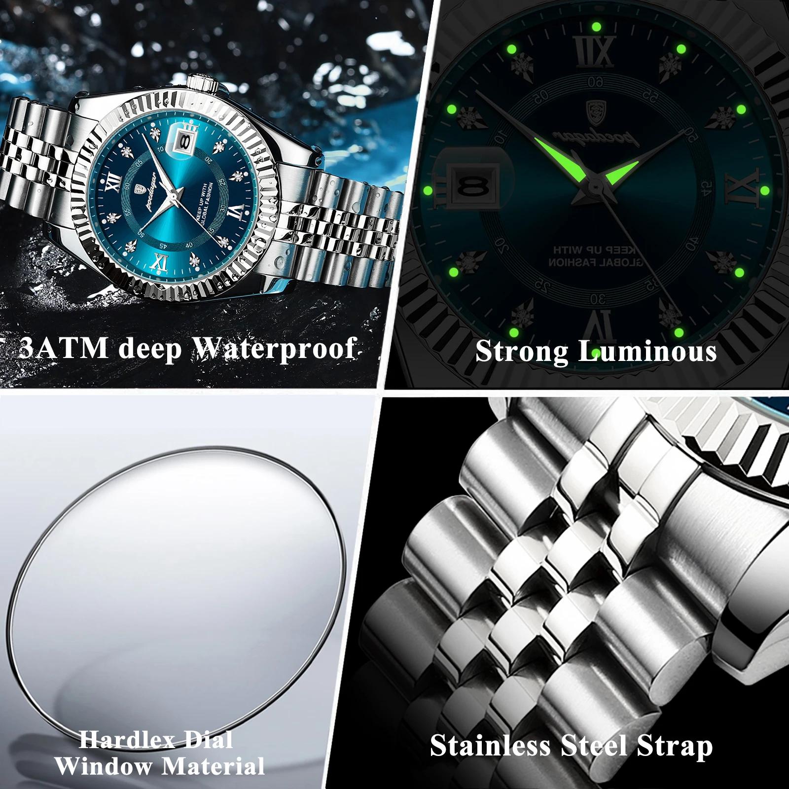 Montre-bracelet pour homme POEDAGAR originale, étanche, lumineuse, date, montre d'affaires pour homm