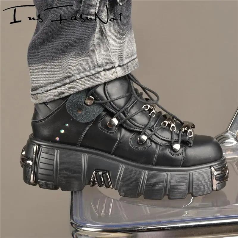 Chaussures de piste décontractées pour femmes, baskets épaisses à plateforme et bout en métal, Style