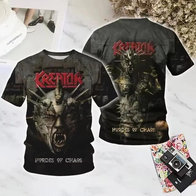 Nouveau Rock Kreator Band 3D imprimé hommes et femmes T-shirts mode manches courtes Hip Hop rue haut