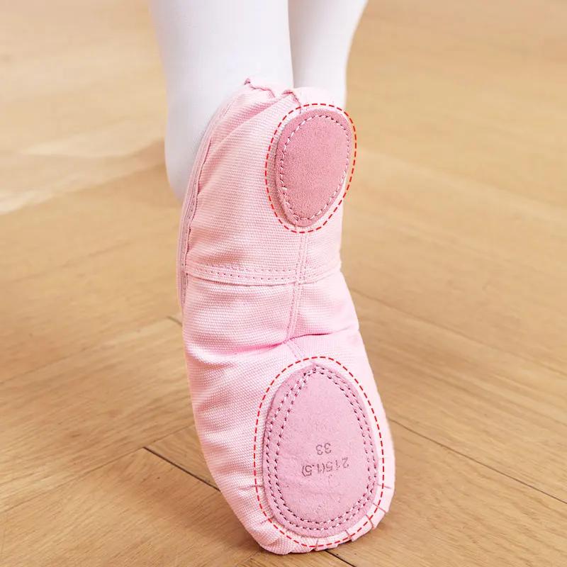 Chaussures de Ballet pour filles, chaussures de danse pour femmes, pantoufles de danse en toile à se