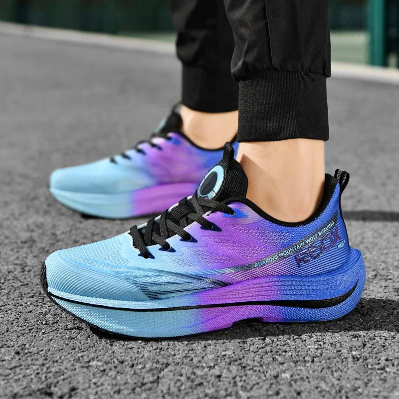 Chaussures de course Popcorn, ultra-légères avec plaque en carbone, respirantes, pour la course, amo