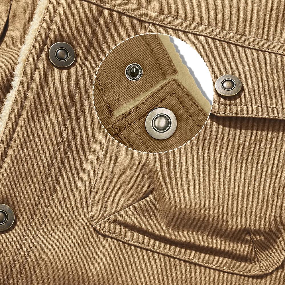 Vestes d'hiver pour hommes, manteau chaud coupe-vent doublé de fausse peau de mouton, Parka noire bo