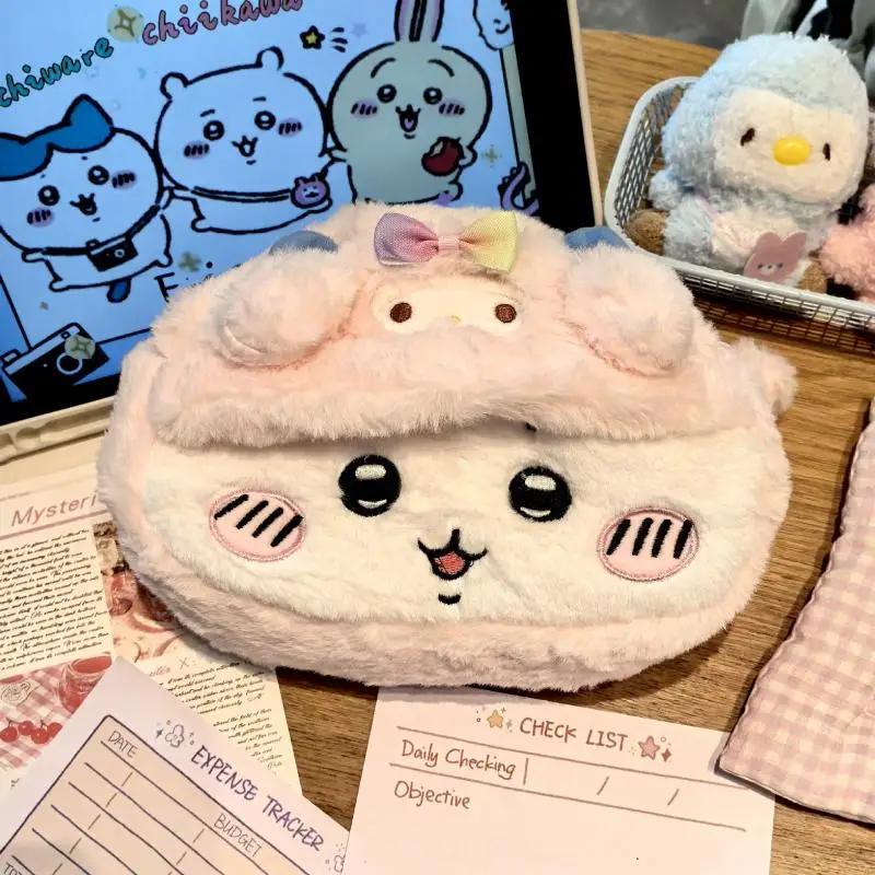 Étui à stylos en peluche Anime, boîte de papeterie Usagi Hachiwareas, étui à stylos de grande capaci