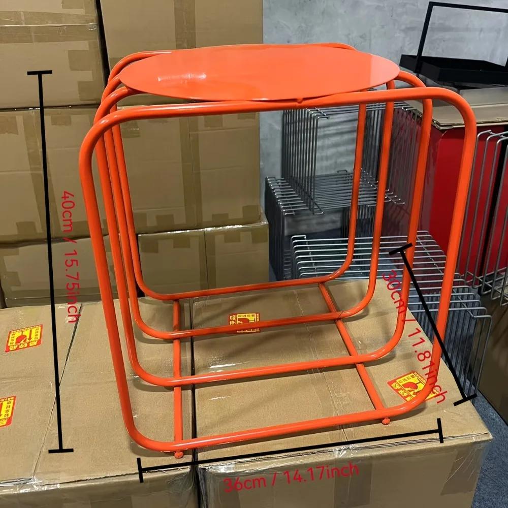 Table basse Vintage en métal Orange, 2 étagères, aucun assemblage requis, cadre robuste pour décorat