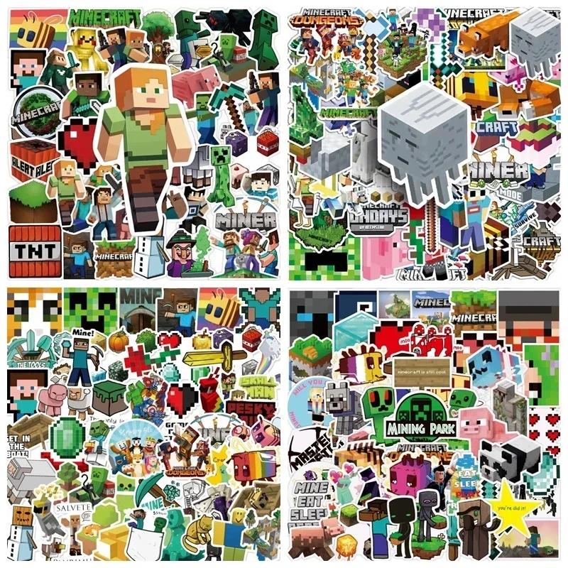 50pcs Minecrafte autocollants Creeper épée Steve Miner Enderman téléphone portable valise dessin ani